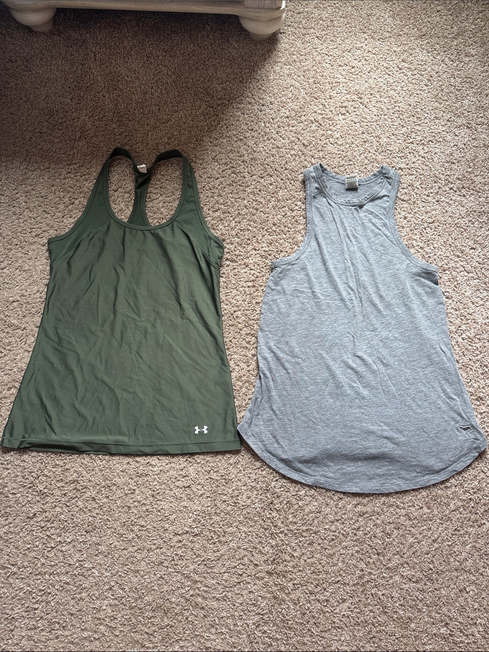 Under Armour Olive Green Racerback & Gray Tank Duo